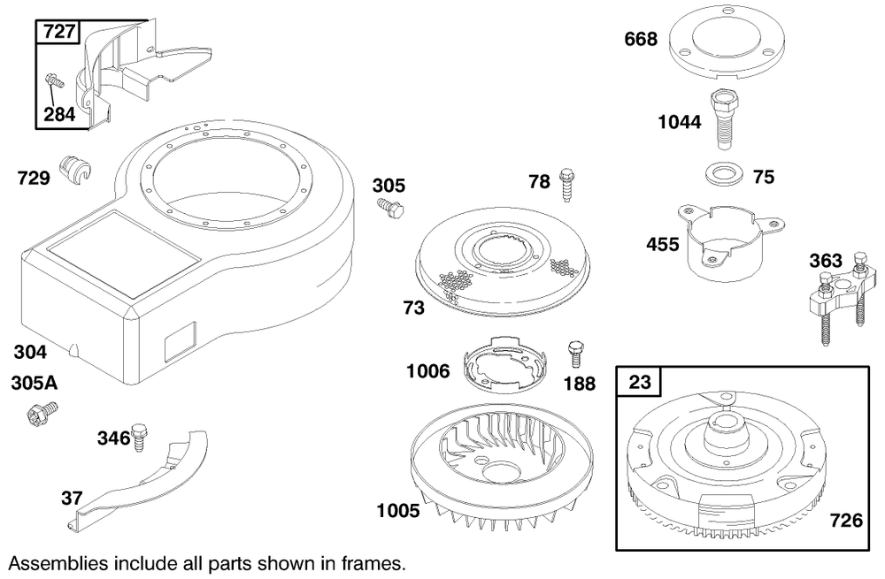 Engine Briggs & Stratton Model 284707-1148-E1 Diagram and Parts List for 71199 9900001 - 9999999 Toro Lawn Tractor