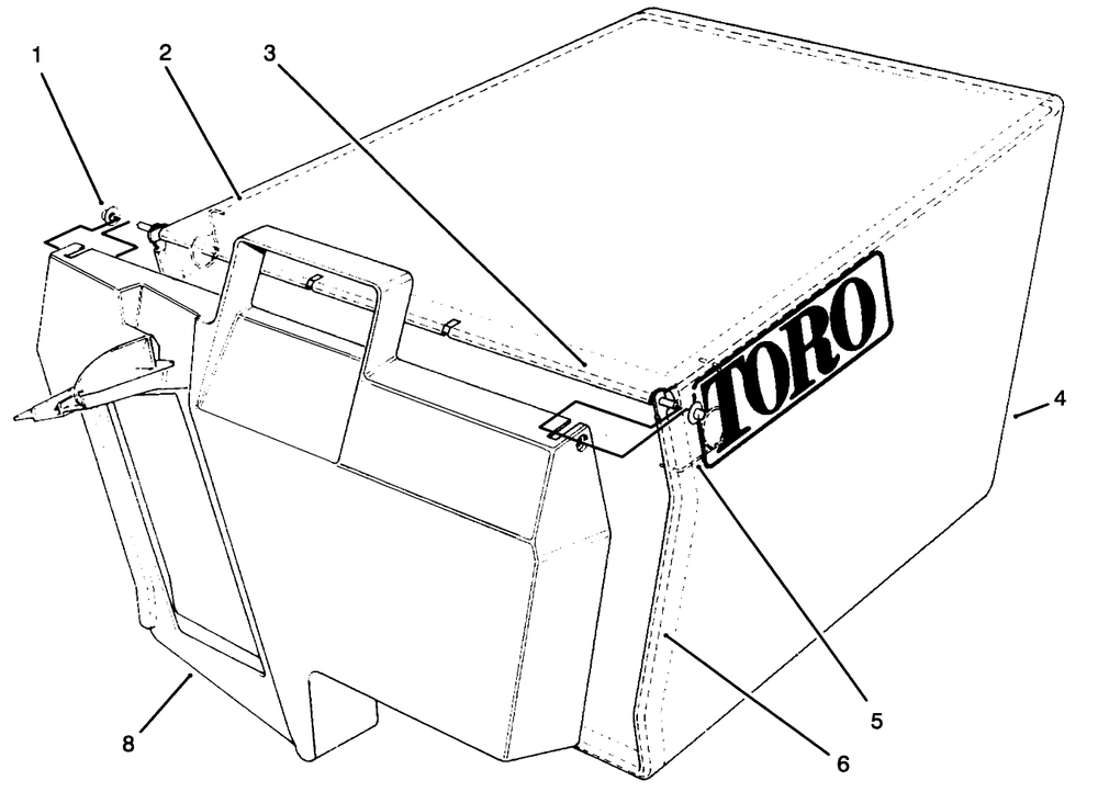 Grass Bag Assembly No. 11-0189 Diagram and Parts List for 20764B 49000001 - 49999999 Toro Lawn Mower