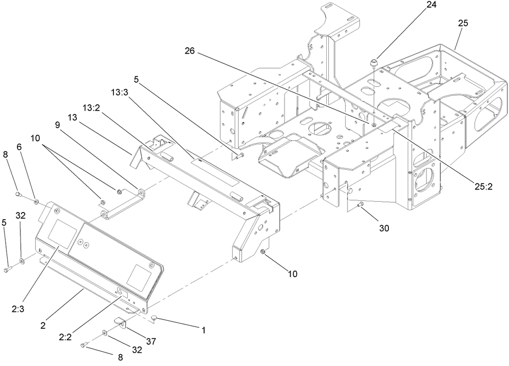 Main Frame Assembly Diagram and Parts List for 74418TE (270002001-270999999)(2007) Toro Lawn Mower