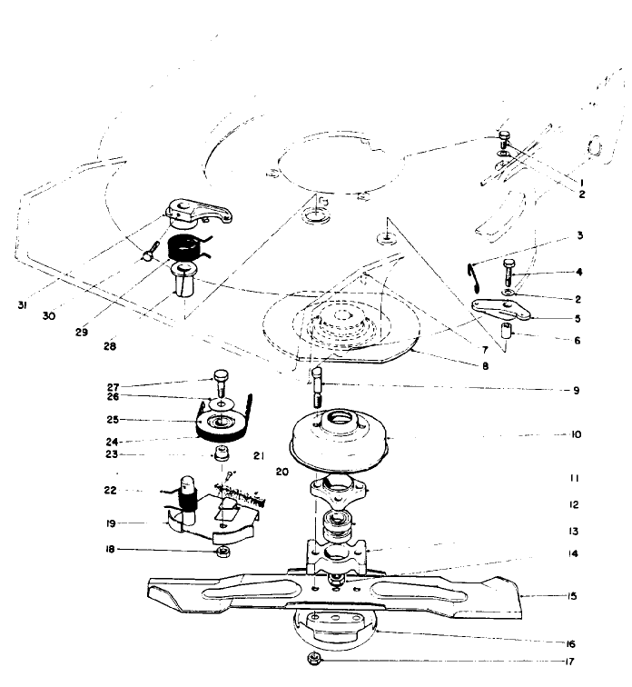 Blade Brake Clutch Assembly Diagram and Parts List for 10502 1000001 - 1999999 Toro Lawn Mower