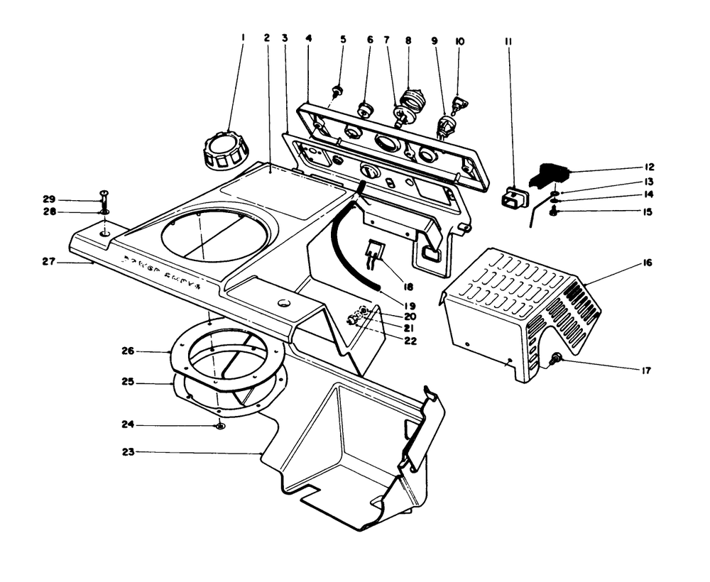 Control Panel & Shrouding Assembly Diagram and Parts List for 38181 4900001 - 4999999 Toro Snow Blower