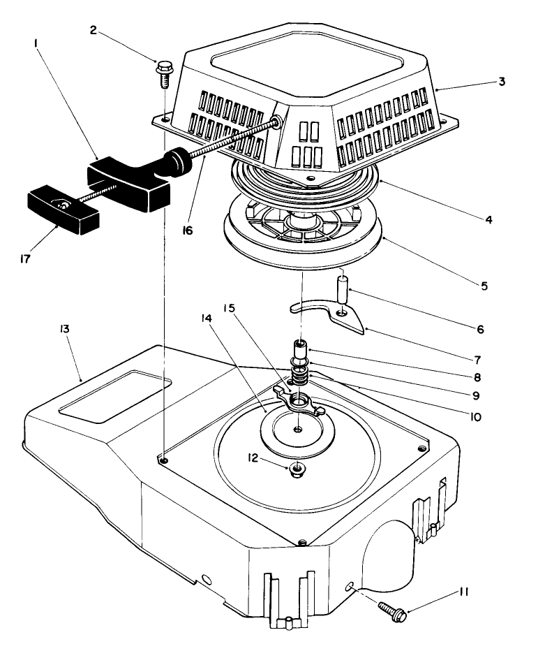 Recoil Assembly (Model No. Vml0-5) Diagram and Parts List for 20926B 1000001 - 1999999 Toro Lawn Mower