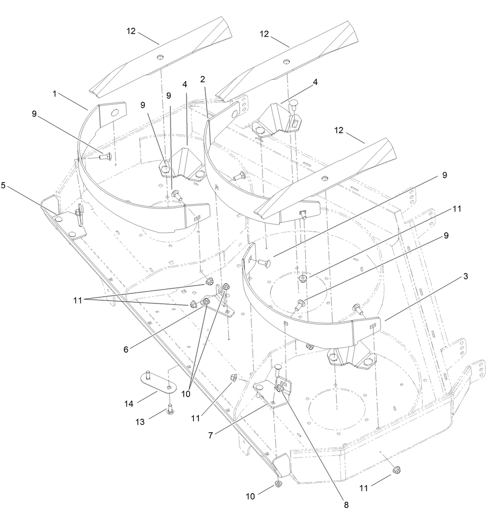 Recycler Kit Assembly Diagram and Parts List for 134-4277  Toro Lawn Tractor