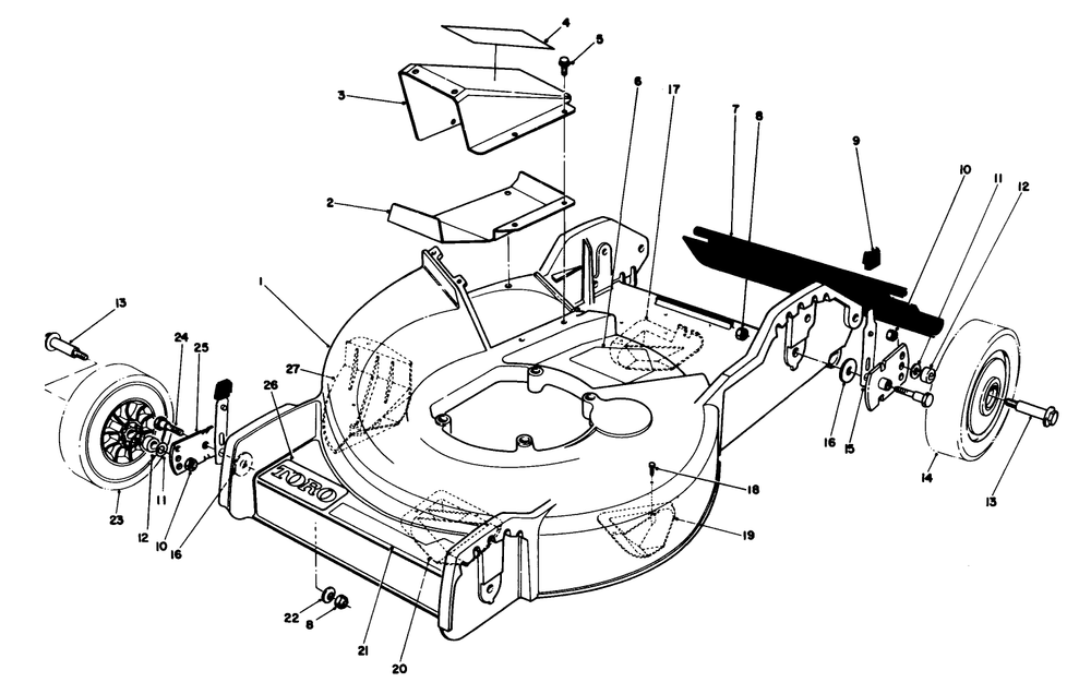 Housing Assembly Diagram and Parts List for 20180 2000001 - 2999999 Toro Lawn Mower