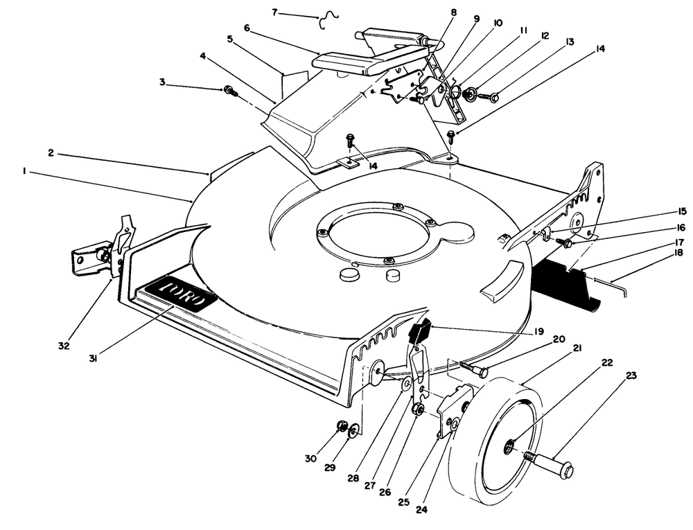 Housing Assembly Diagram and Parts List for 20588C 9000001 - 9999999 Toro Lawn Mower