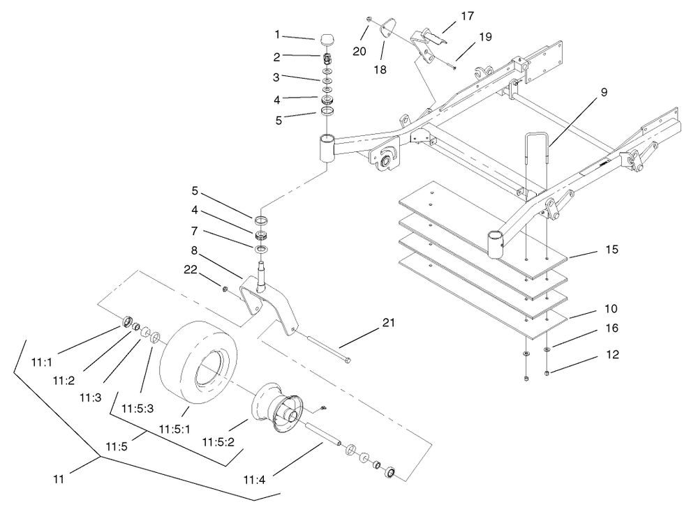 Caster And Wheel Assembly Diagram and Parts List for 74213 (230000001-230006000)(2003) Toro Lawn Mower
