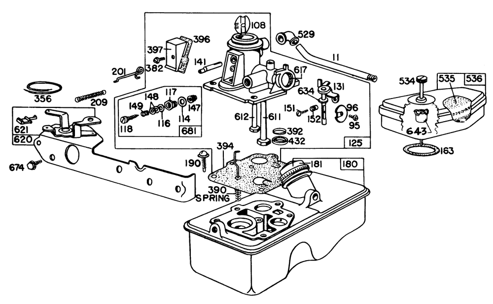 Carburetor Assembly Briggs & Stratton Model No. 92908-2054-01 Diagram and Parts List for 20698 2000001 - 2999999 Toro Lawn Mower