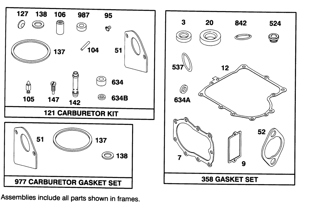 Engine Briggs & Stratton Model 282707-0119-O1 Diagram and Parts List for 71182 4900001 - 4999999 Toro Lawn Tractor