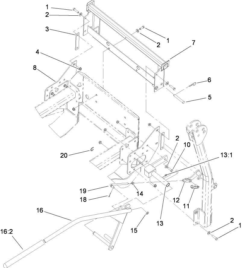 Bagger Mounting Assembly 1 Diagram and Parts List for 78544 (290000001-290999999)(2009) Toro Lawn Mower