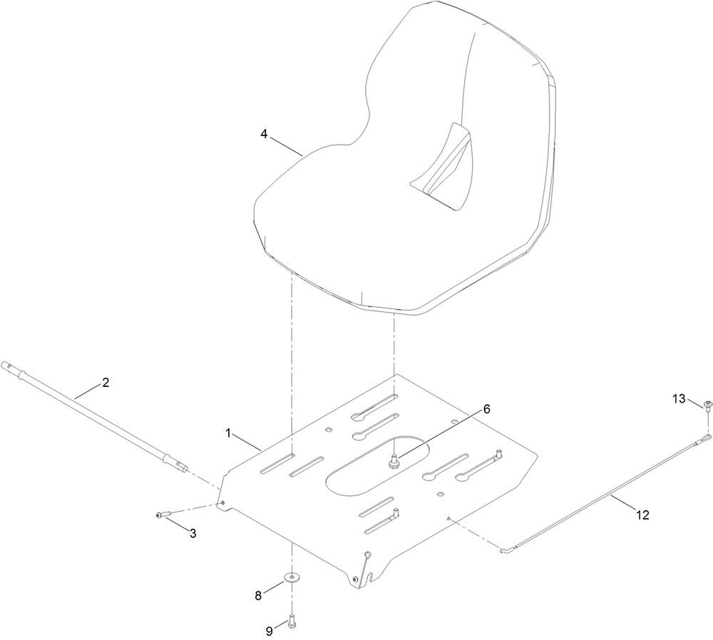 Seat Pan Assembly Diagram and Parts List for 74687 408976622 - 410149999 Toro Lawn Tractor