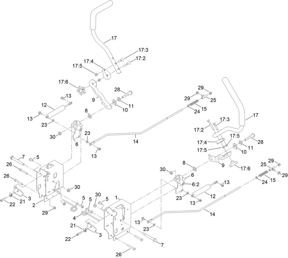 Motion Control Assembly Diagram and Parts List for 77507 417500000 - 417531499 Toro Lawn Tractor
