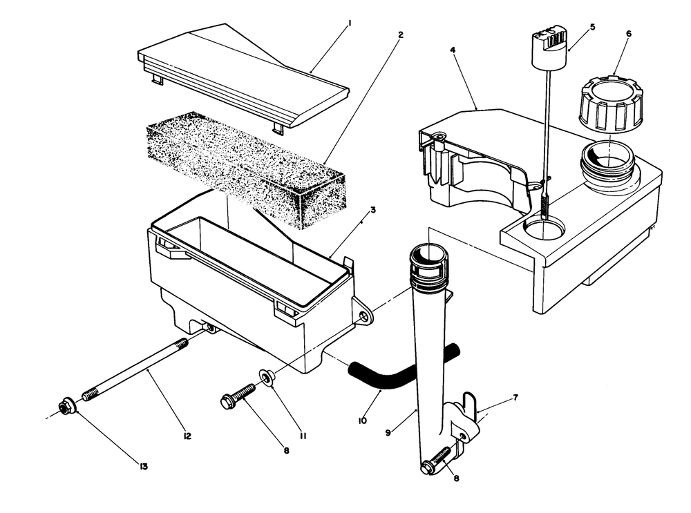 Air Cleaner & Fuel Tank Assembly (Model No. Vmh7) Diagram and Parts List for 20526C 8000001 - 8999999 Toro Lawn Mower