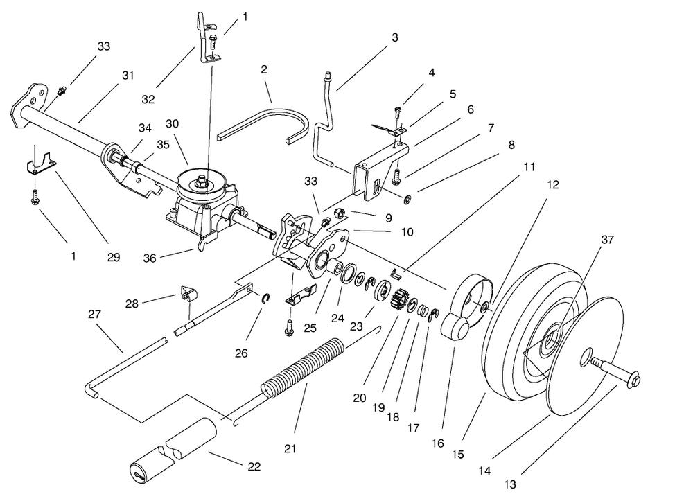 Rear Axle Assembly Diagram and Parts List for 20809 7900001 - 7999999 Toro Lawn Mower