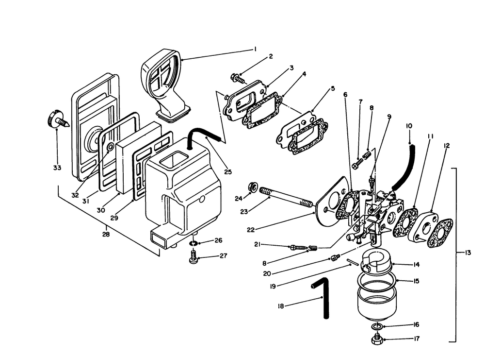 Air Cleaner & Carburetor Assembly Diagram and Parts List for 62005 3000001 - 3999999 Toro Generator