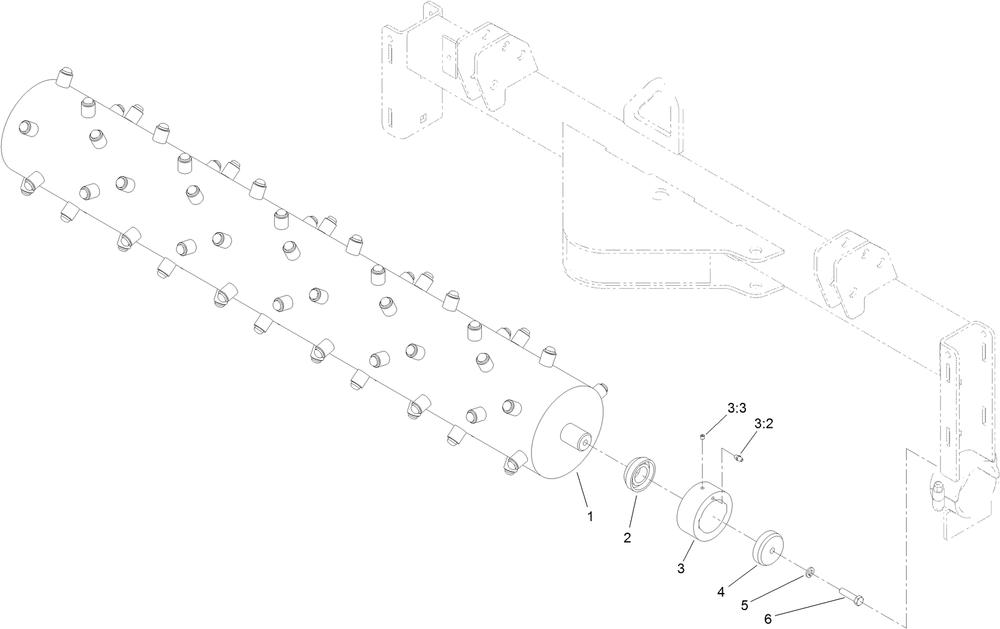 Tooth Roller And Drive Bearing Assembly Diagram and Parts List for 22426 316000001 - 999999999 Toro Lawn Tractor Accessories