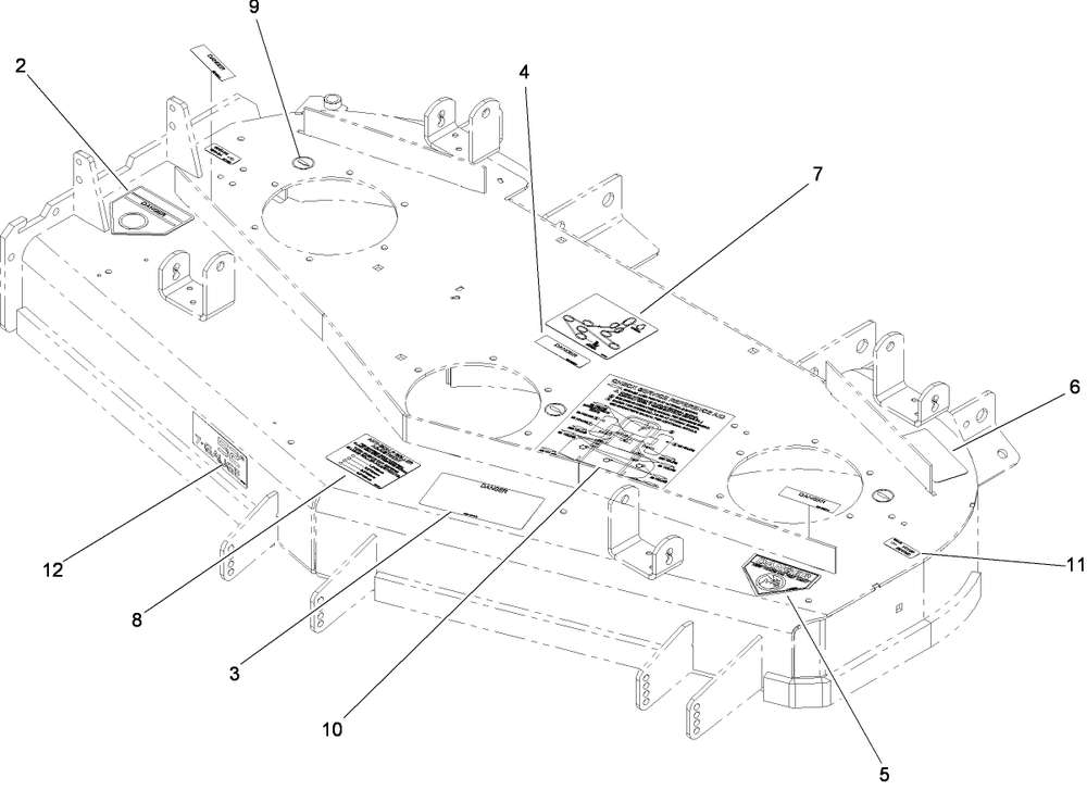 Deck Decal Assembly Diagram and Parts List for 74291 (280000001-280999999)(2008) Toro Lawn Mower
