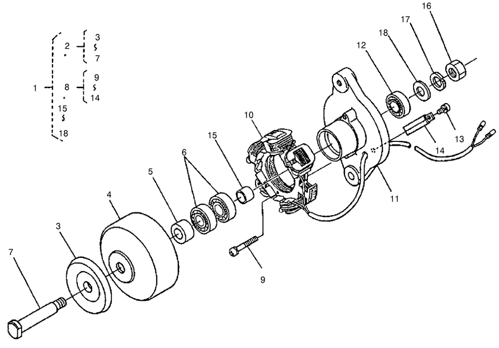 Dynamo (Component Part) Assembly Diagram and Parts List for 22302 990001 - 999999 Toro Lawn Tractor Accessories