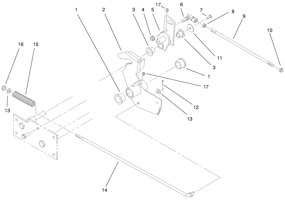 Lower Parking Brake Assembly Diagram and Parts List for 73545 8900001 - 8999999 Toro Lawn Tractor