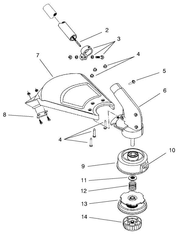 Lower Boom & Cutting Head Assembly Diagram and Parts List for 51927 79000001 - 79999999 Toro Trimmer