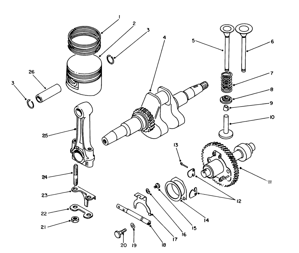 Crankshaft & Camshaft Assembly Diagram and Parts List for 62032 8000001 - 8999999 Toro Generator
