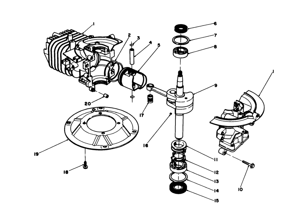 Crankshaft Assembly Diagram and Parts List for 20745C 5000001 - 5999999 Toro Lawn Mower