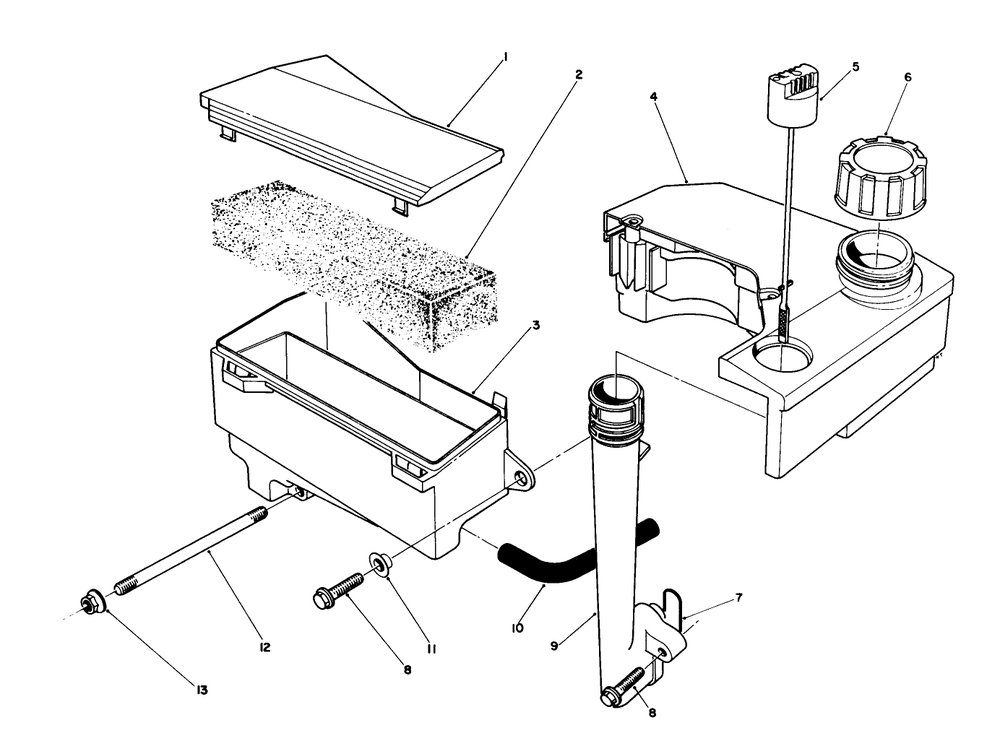 Air Cleaner & Fuel Tank Assembly (Model No. Vml0-7) Diagram and Parts List for 20921B 2000001 - 2999999 Toro Lawn Mower