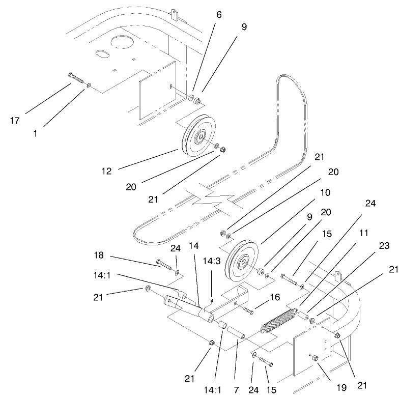 Idler Assembly Diagram and Parts List for 74212 (991001-999999)(1999) Toro Lawn Mower