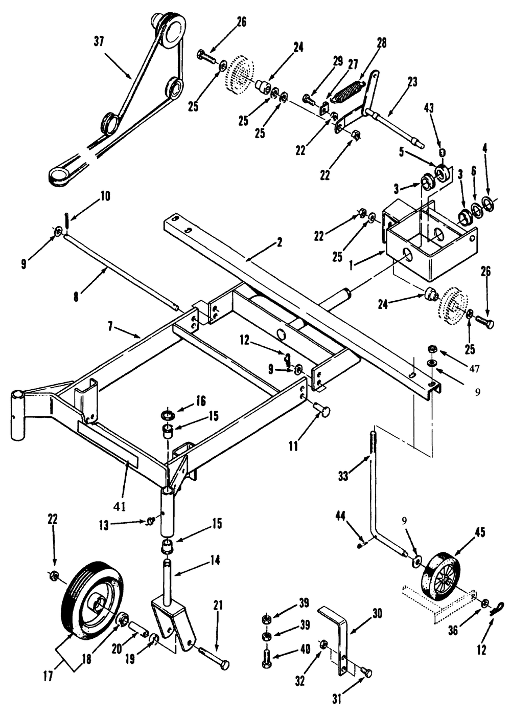 Front Mount Carrier Diagram and Parts List for 79380 6900001 - 6999999 Toro Lawn Tractor