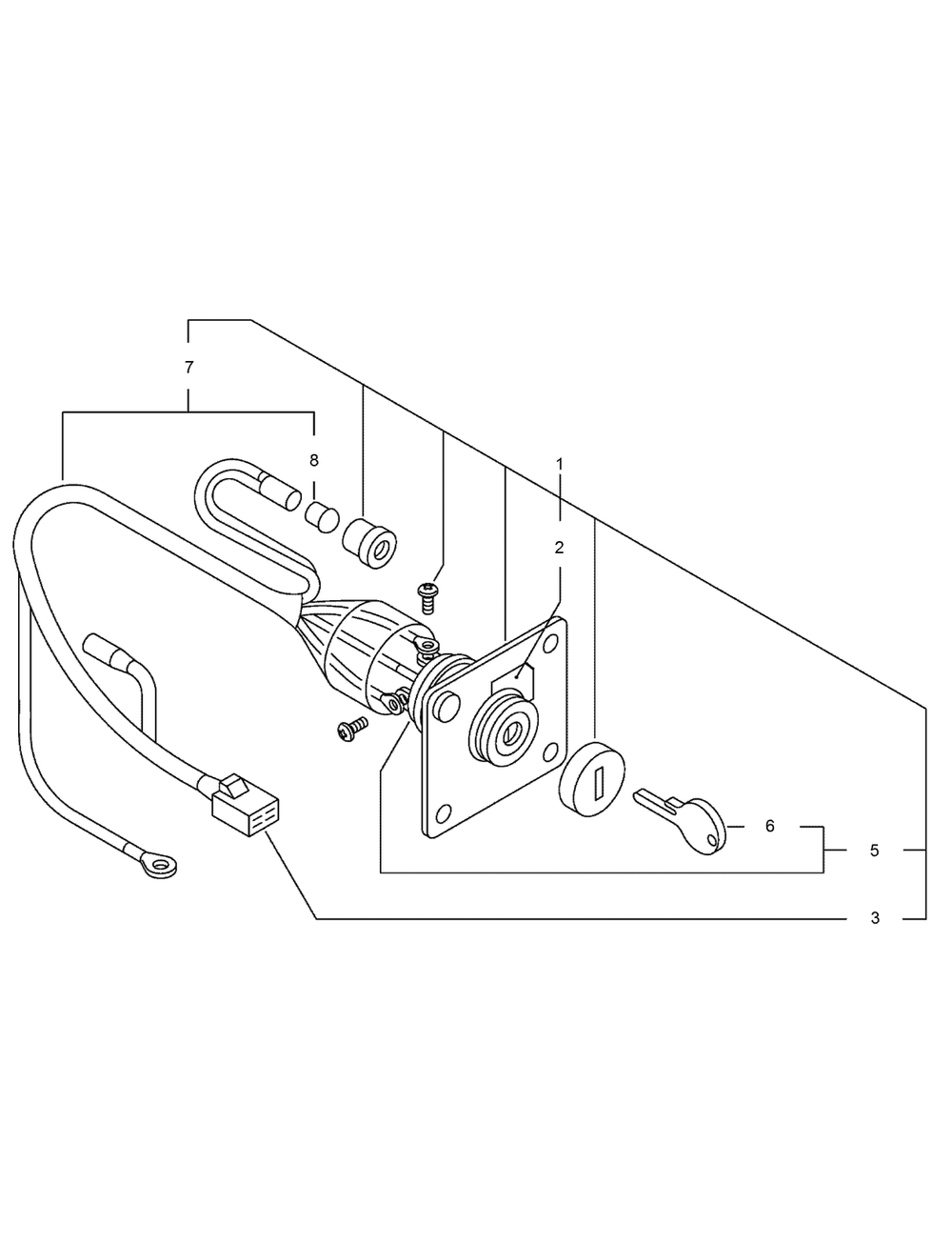 Key Switch Assembly Diagram and Parts List for 23897 400000000 - 999999999 Toro Lawn Tractor Accessories