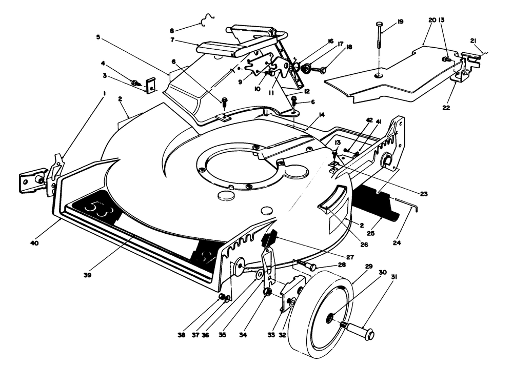Housing Assembly Diagram and Parts List for 20622C 8000001 - 8999999 Toro Lawn Mower