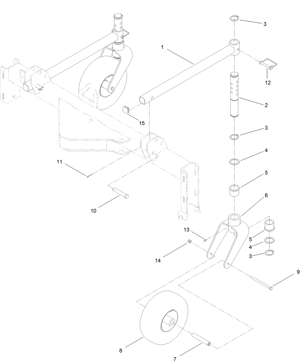 Caster Wheel Assembly Diagram and Parts List for 22426 316000001 - 999999999 Toro Lawn Tractor Accessories