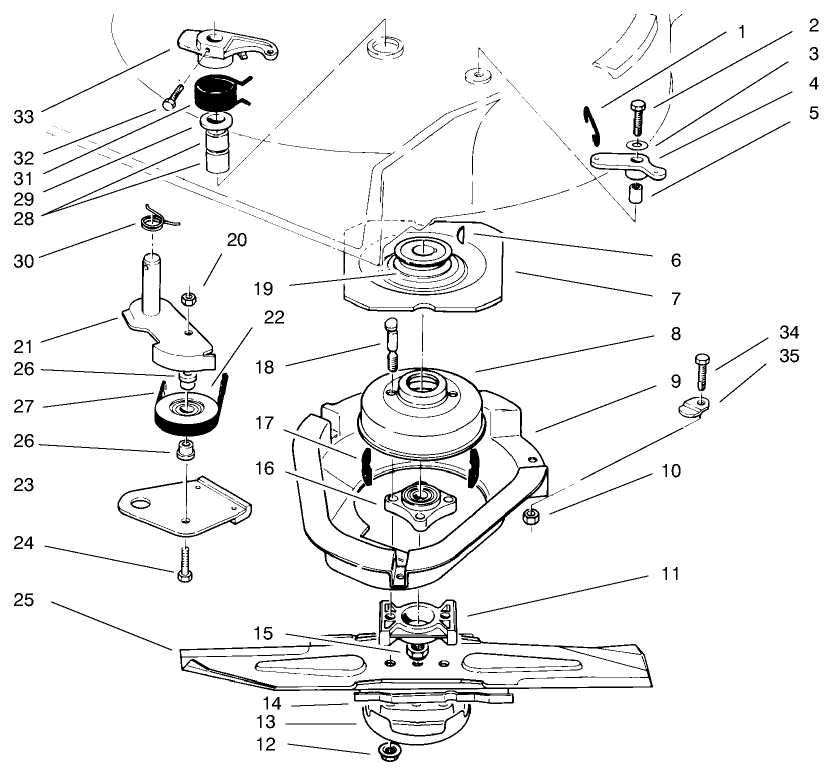 Blade Brake Clutch Assembly Diagram and Parts List for 22043 6900001 - 6999999 Toro Lawn Mower