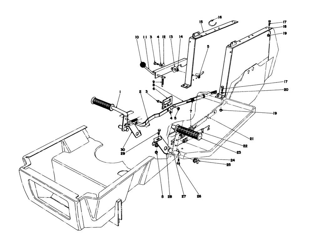 Brake & Clutch Pedal Assembly Diagram and Parts List for 57360 8000001 - 8999999 Toro Lawn Tractor