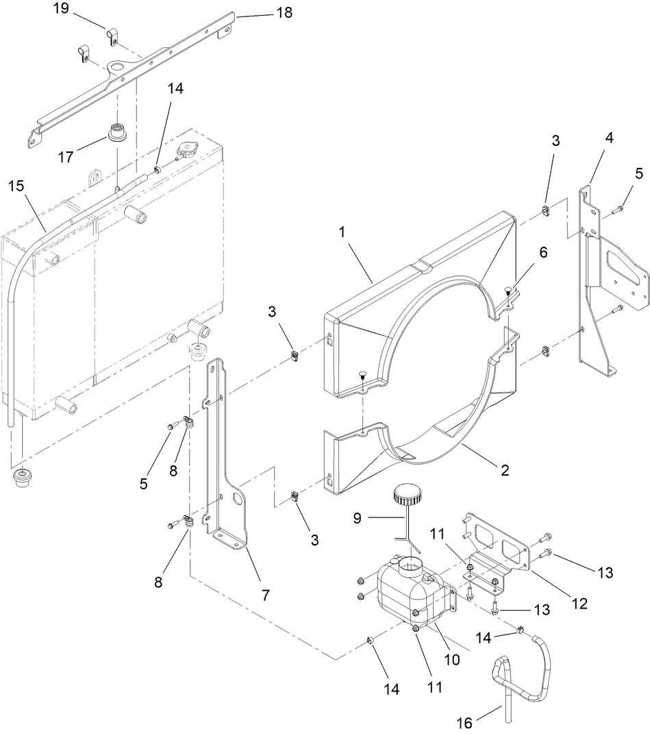 Cooler Mounting Assembly Diagram and Parts List for 25530T 323000000 - 999999999 Toro Lawn Tractor Accessories