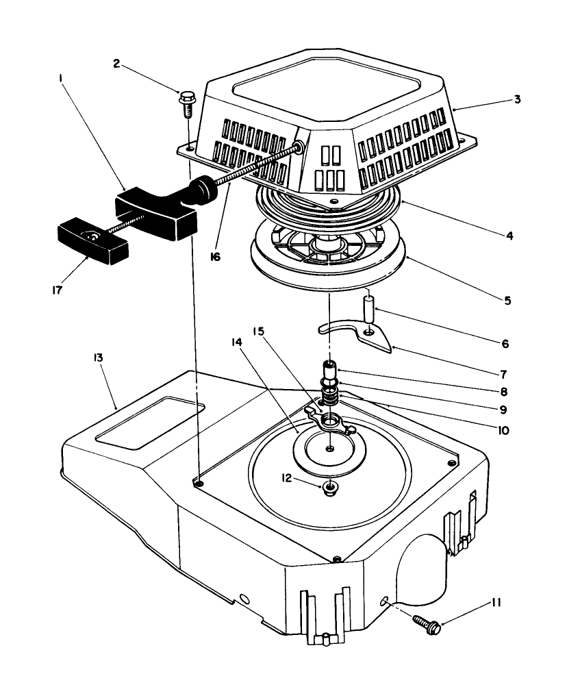 Recoil Assembly (Engine Model No. Vmk9-3) Diagram and Parts List for 26624 0001102 - 0999999 Toro Lawn Mower