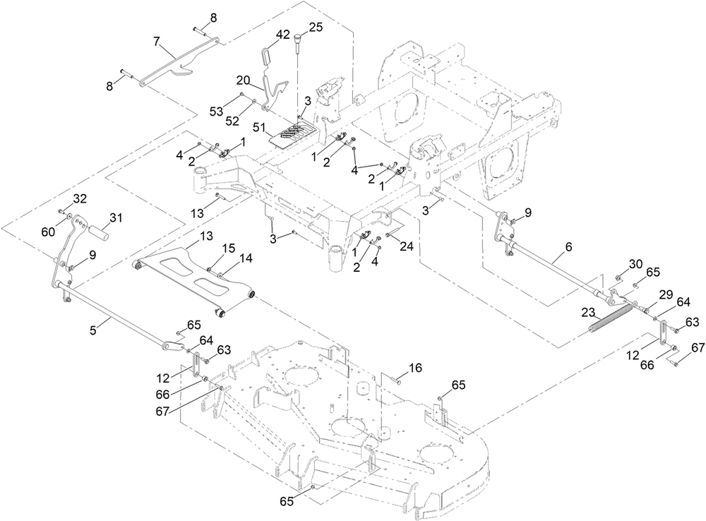 Deck Lift Assembly Diagram and Parts List for 74024 418029252 - 418399999 Toro Lawn Tractor