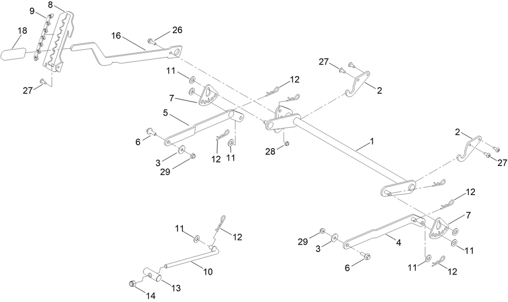 Decklift Assembly Diagram and Parts List for 75841 400000000 - 416399999 Toro Lawn Tractor