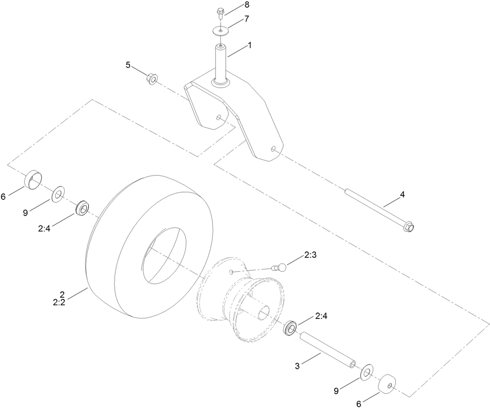 Tire And Caster Assembly Diagram and Parts List for 74898 412800000 - 999999999 Toro Lawn Tractor