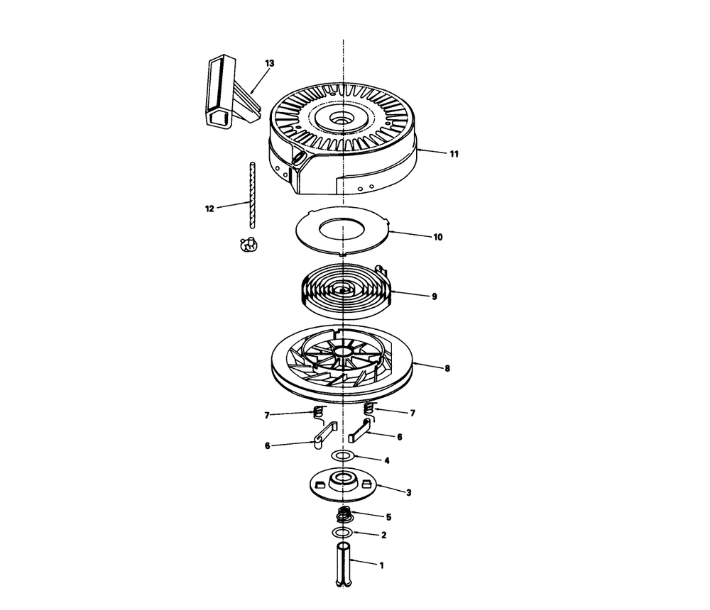Rewind Starter No. 590621 Diagram and Parts List for 20631 8000001 - 8999999 Toro Lawn Mower