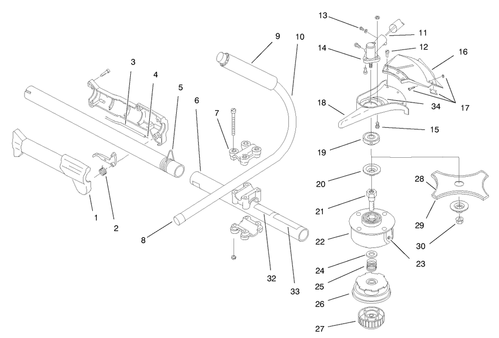 Boom And Trimmer Assembly Diagram and Parts List for 51909 790000001 - 799999999 Toro Trimmer