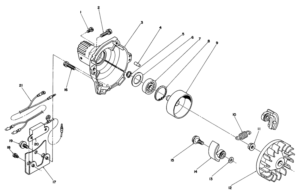 Clutch Case & Fan Assembly Diagram and Parts List for 51642 6000001 - 6999999 Toro Trimmer
