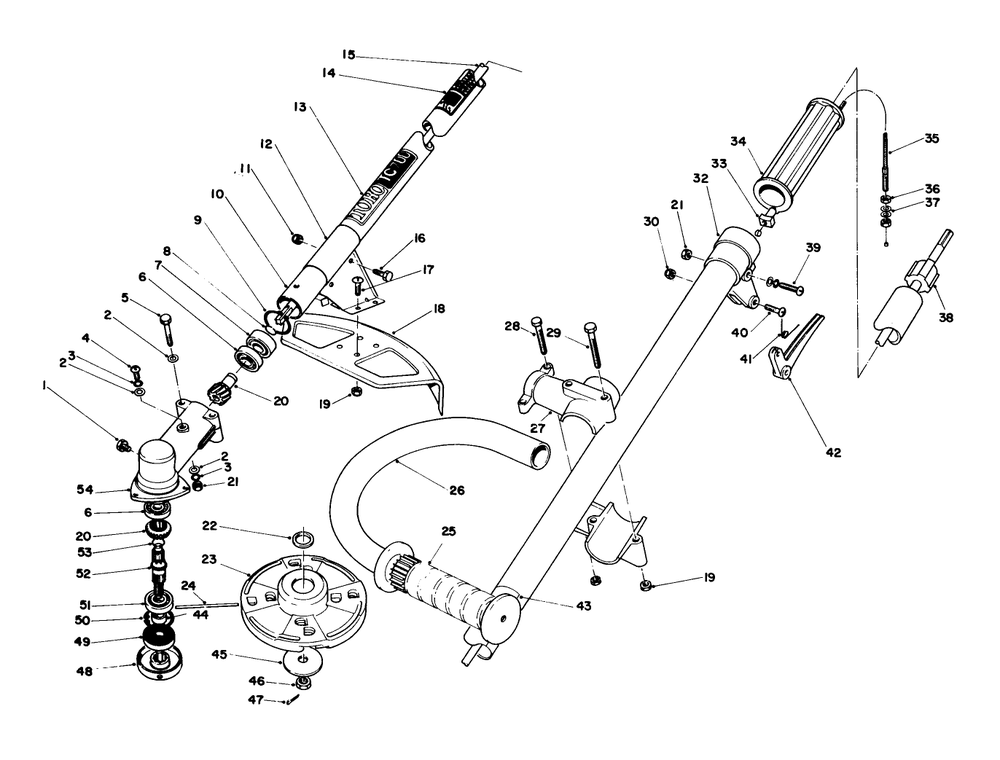 Handle Assembly Diagram and Parts List for 51607 4000001 - 4999999 Toro Trimmer