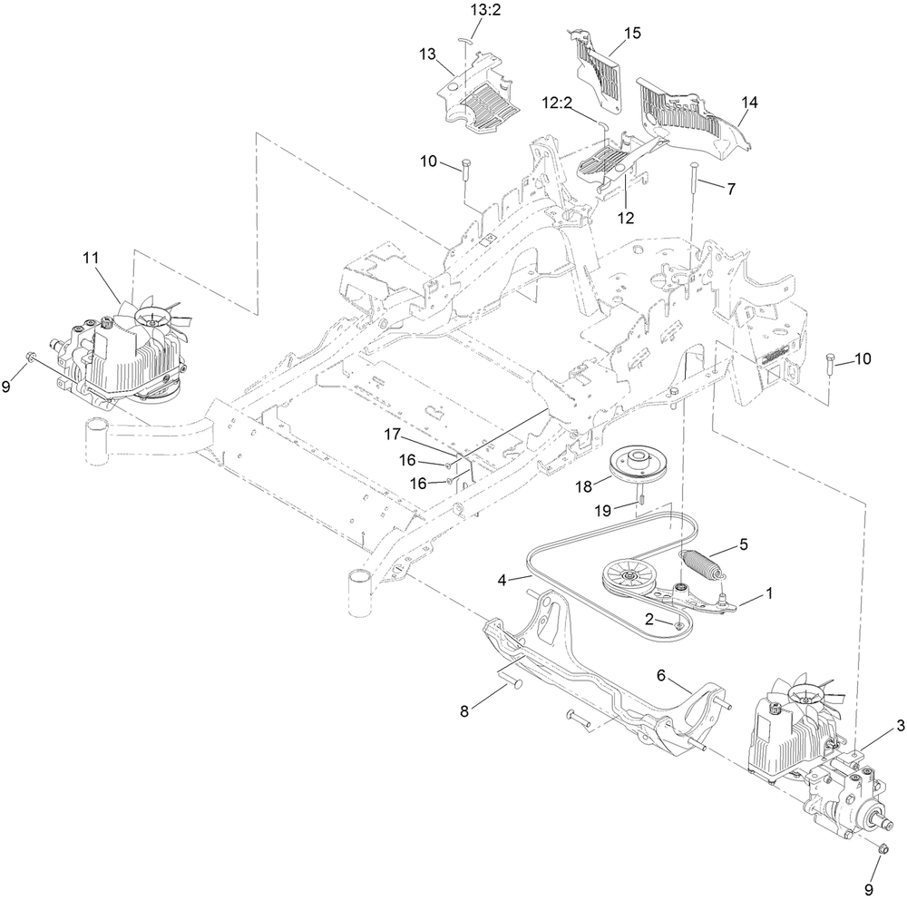 Hydraulic Drive Assembly Diagram and Parts List for 72950 406397843-999999999 Toro Lawn Mower