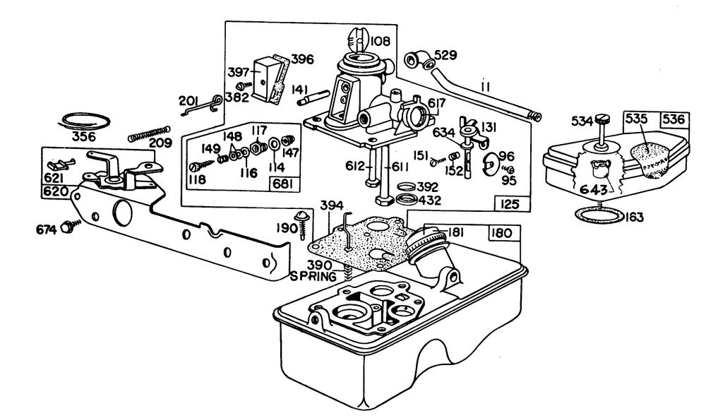 Briggs & Stratton Carburetor Assembly Model 92908-1931-04 For 21" Hand Propelled Model 16370 Diagram and Parts List for 16360 9000001 - 9999999 Toro Lawn Mower