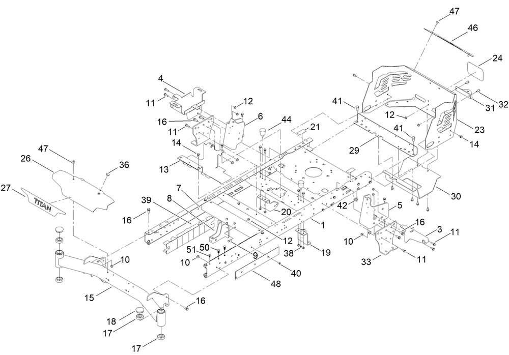 Frame Assembly Diagram and Parts List for 74898 412800000 - 999999999 Toro Lawn Tractor
