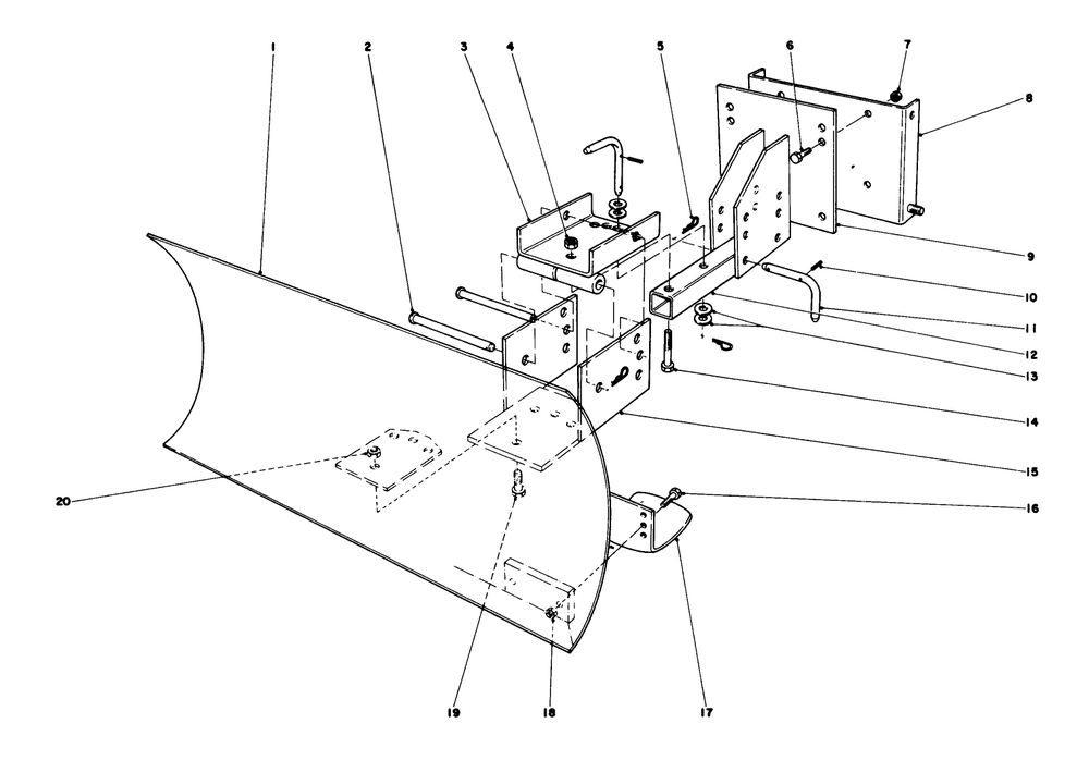Grader Blade Assembly Model 59051 Diagram and Parts List for 38050 9000001 - 9999999 Toro Snow Blower