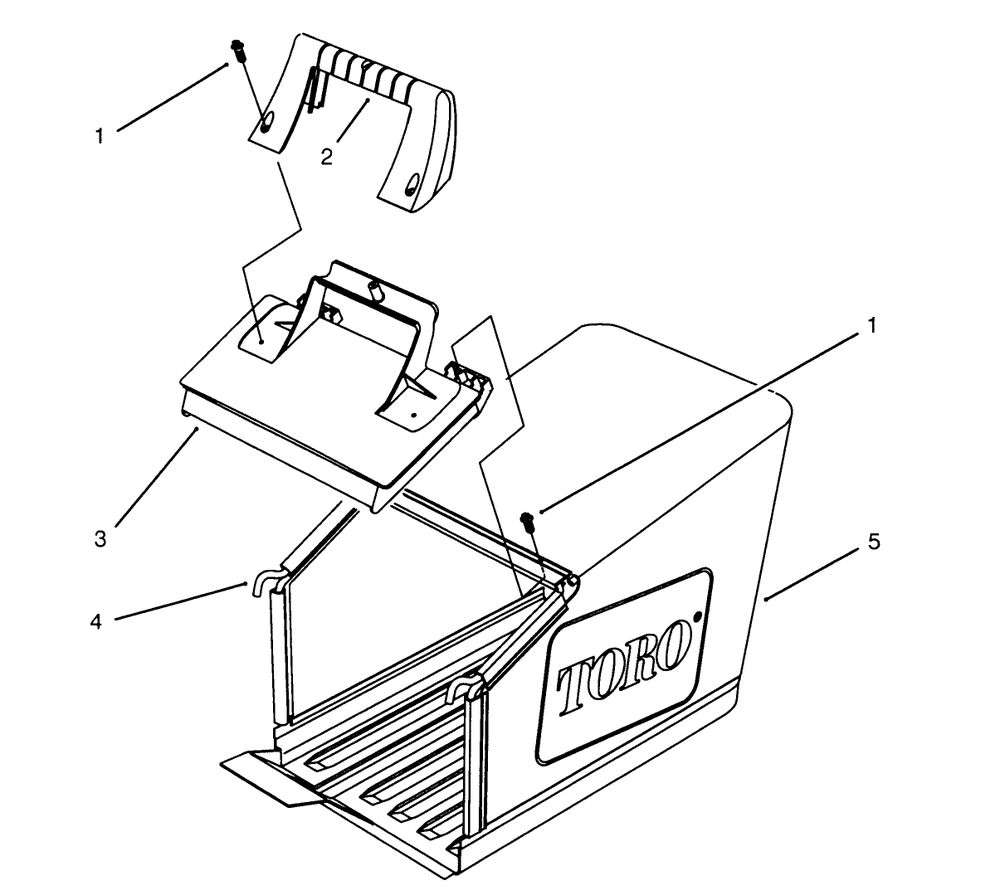 Grass Bag Assembly Diagram and Parts List for 20820BC 5900001 - 5999999 Toro Lawn Mower
