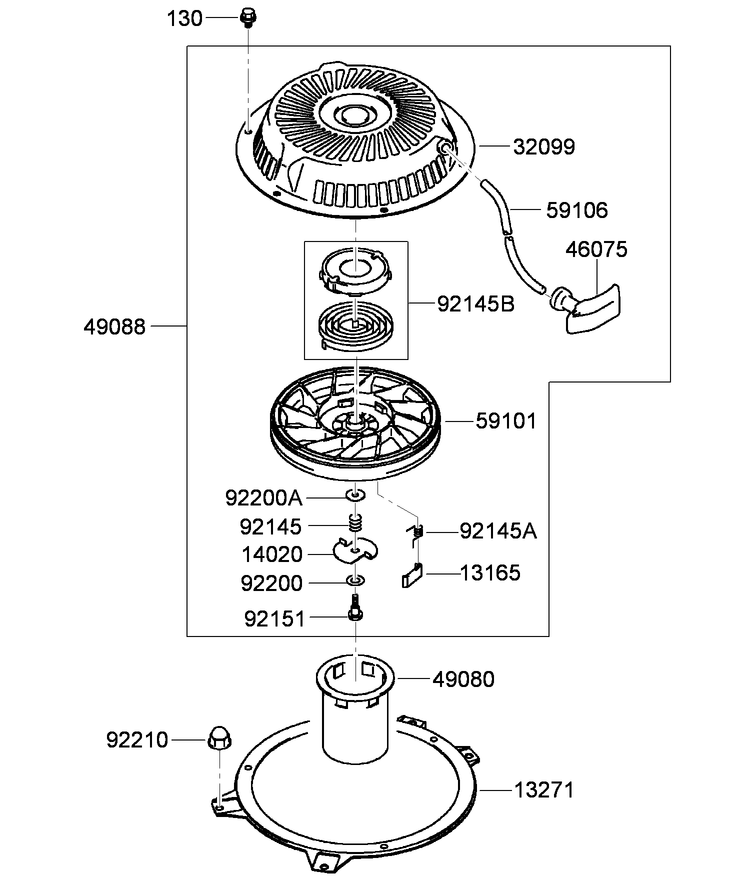 Starter Assembly Diagram and Parts List for 38684 (290000001-290999999)(2009) Toro Lawn Mower