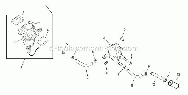 Fuel System Assembly Kohler Cv20s Pro-65593 Diagram and Parts List for 74164 240000001-240999999 Toro Lawn Mower