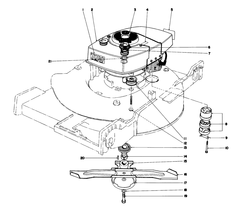 Engine Assembly Diagram and Parts List for 20550 5000001 - 5999999 Toro Lawn Mower
